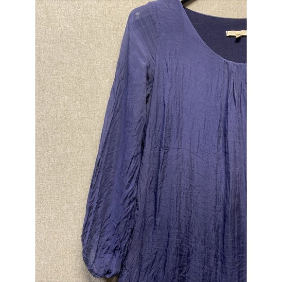 Prontomoda Giusy Womens Silk Layered Tunic Dress Size Large Navy Lace Trim - Picture 4 of 9